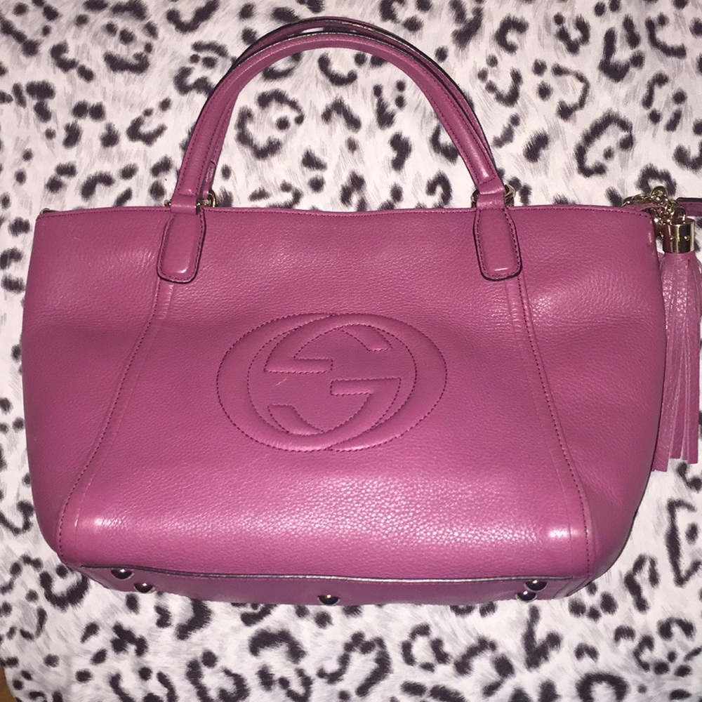 Gucci Magenta GG Leather Tote Bag